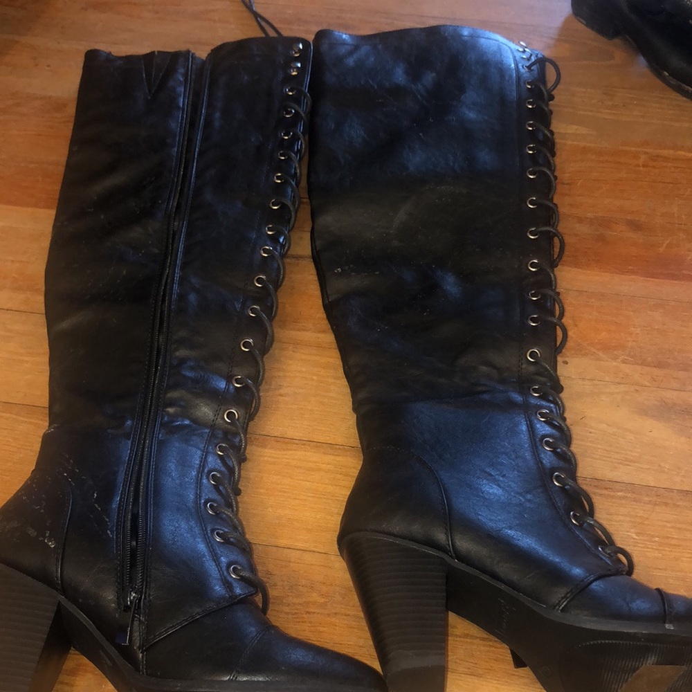 Over the knee lace up boots